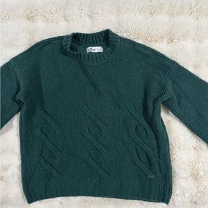 Hollister Dark Green Cable Knit Sweater